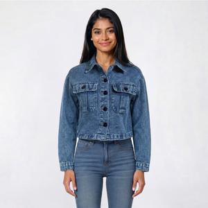 Juniors YMI(R) Cropped Trucker Denim Jacket